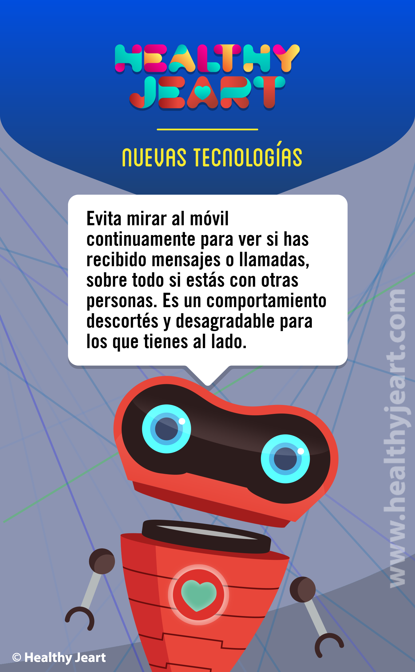 Evita mirar al móvil continuadamente para ver si has recibido mensajes o llamadas, sobre todo si estás con otras personas. Es un comportamiento descortés y desagradable para los que tienes al lado.