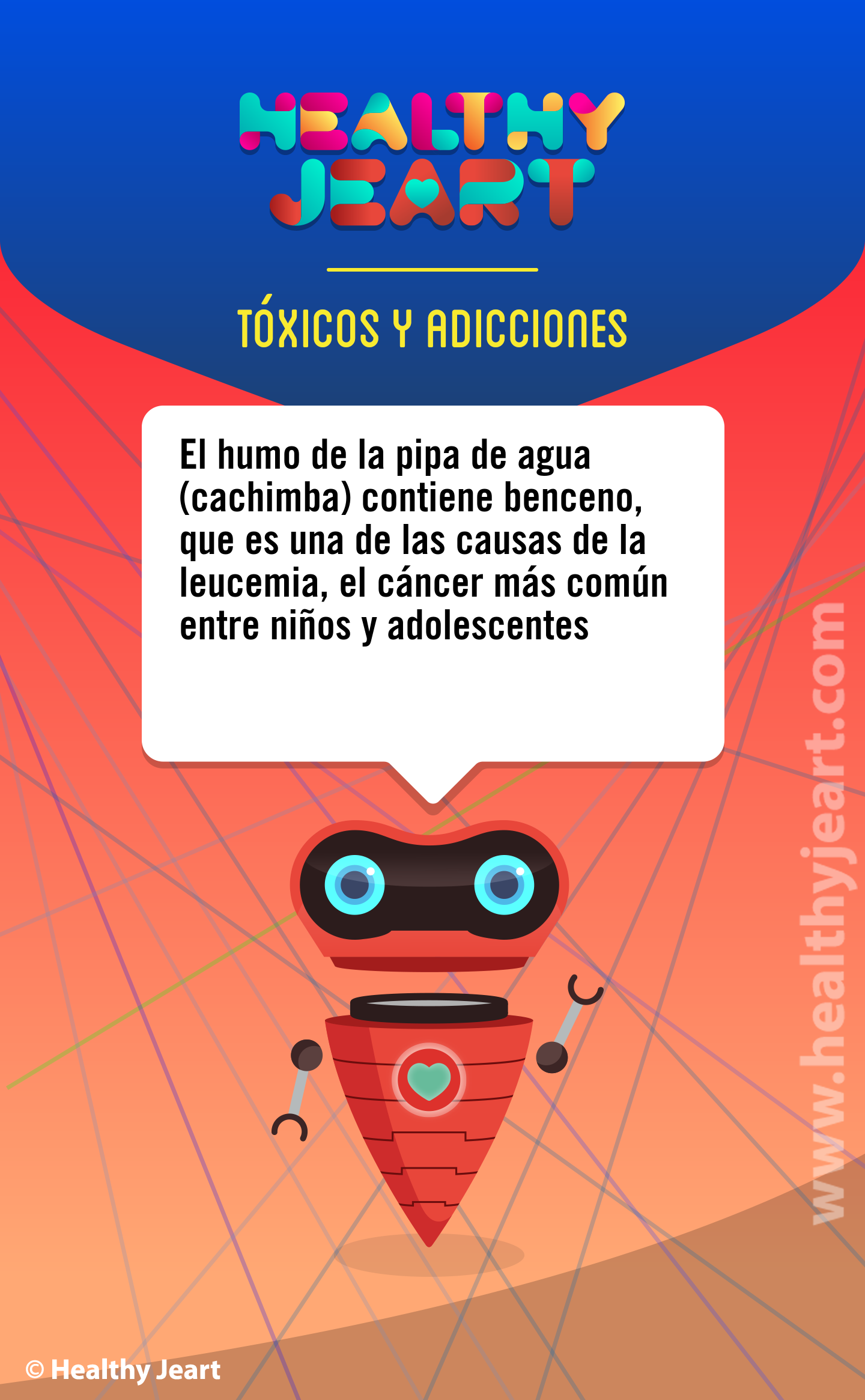 El humo de la pipa de agua (cachimba) contiene benceno, que es una de las causas de la leucemia, el cáncer mas común entre niños y adolescentes