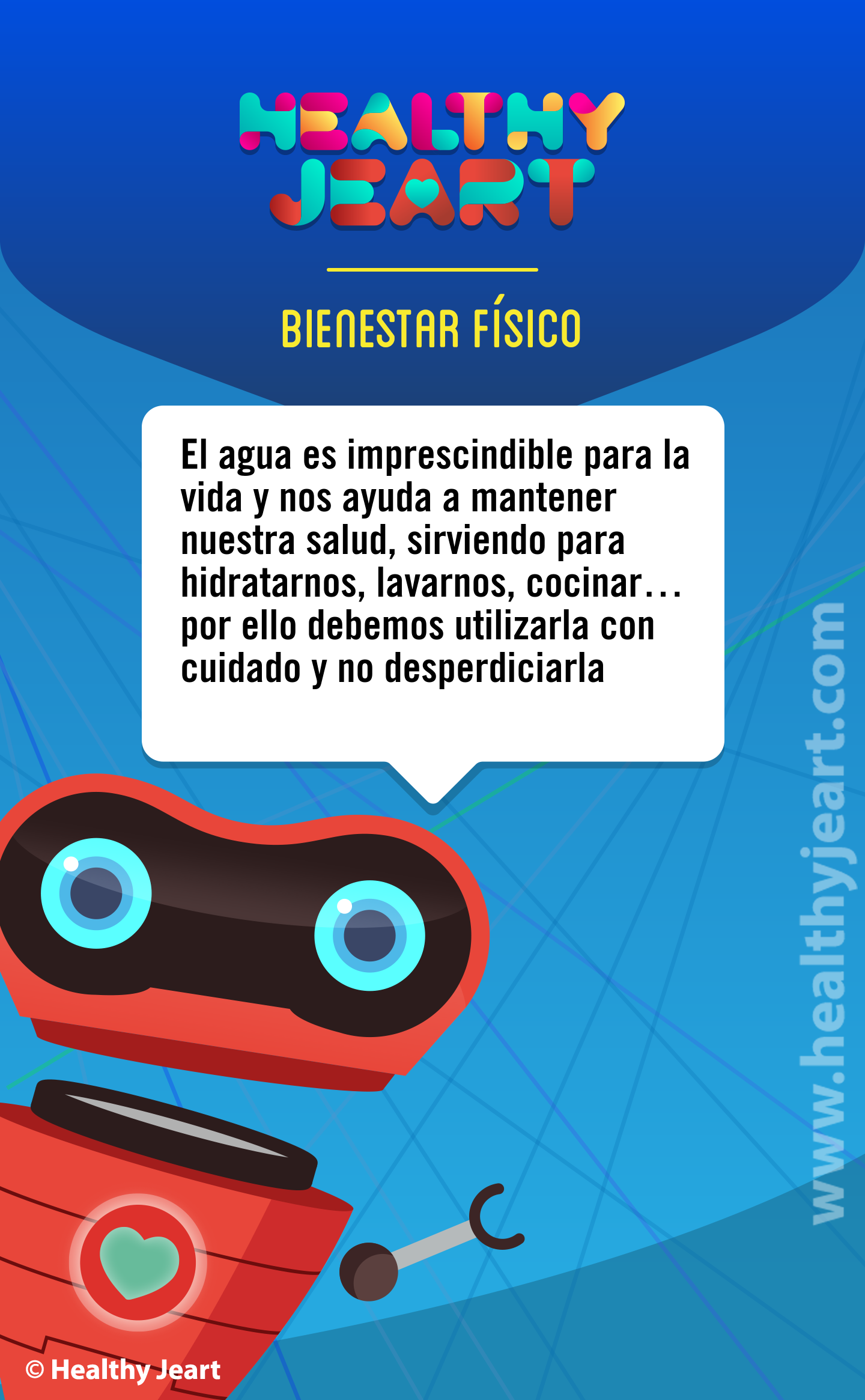 El agua es imprescindible para la vida y nos ayuda a mantener nuestra salud, sirviendo para hidratarnos, lavarnos, cocinar... por ello debemos utilizarla con cuidado y no desperdiciarla