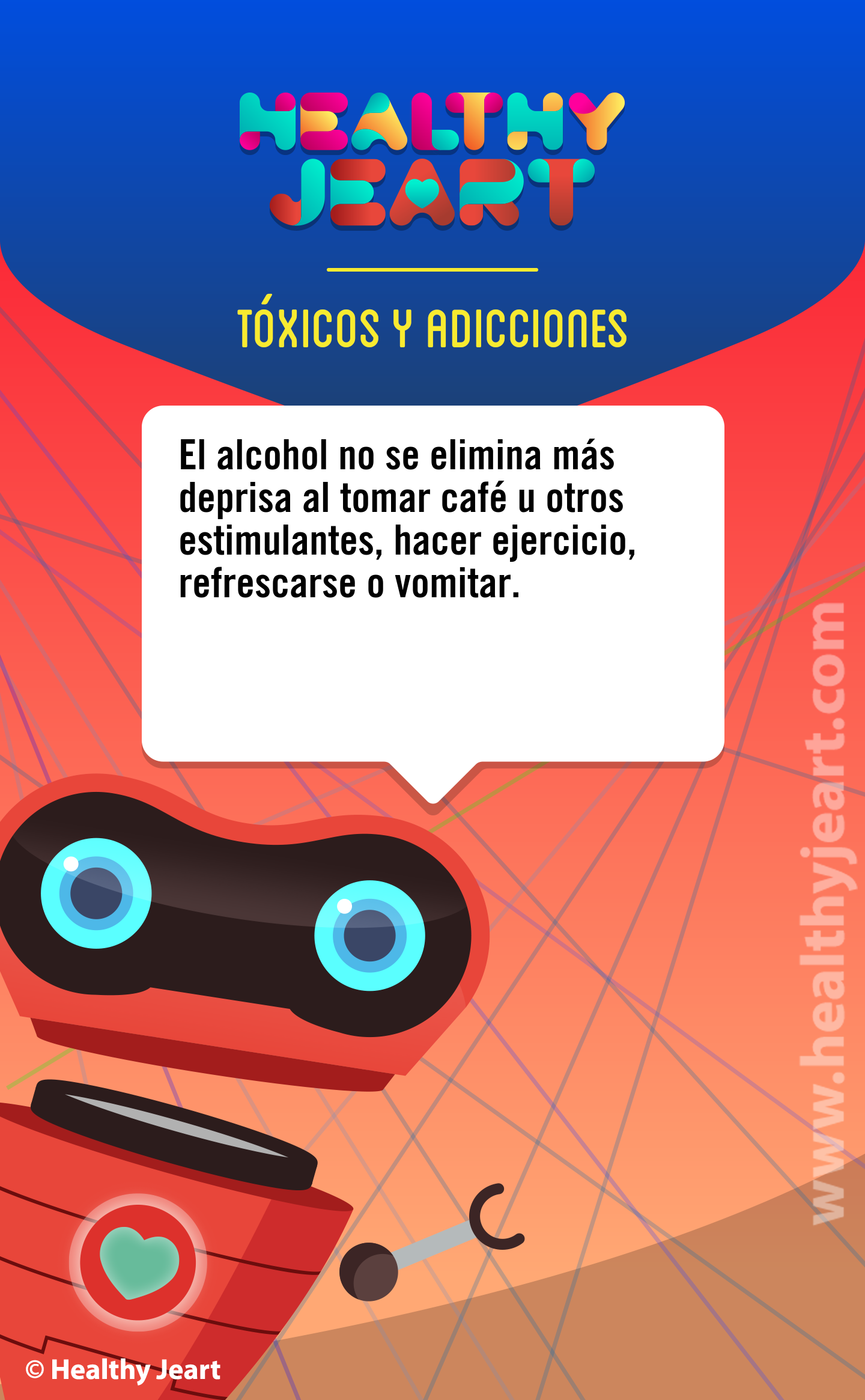 El alcohol no se elimina más deprisa al tomar café u otros estimulantes, hacer ejercicio, refrescarse o vomitar.