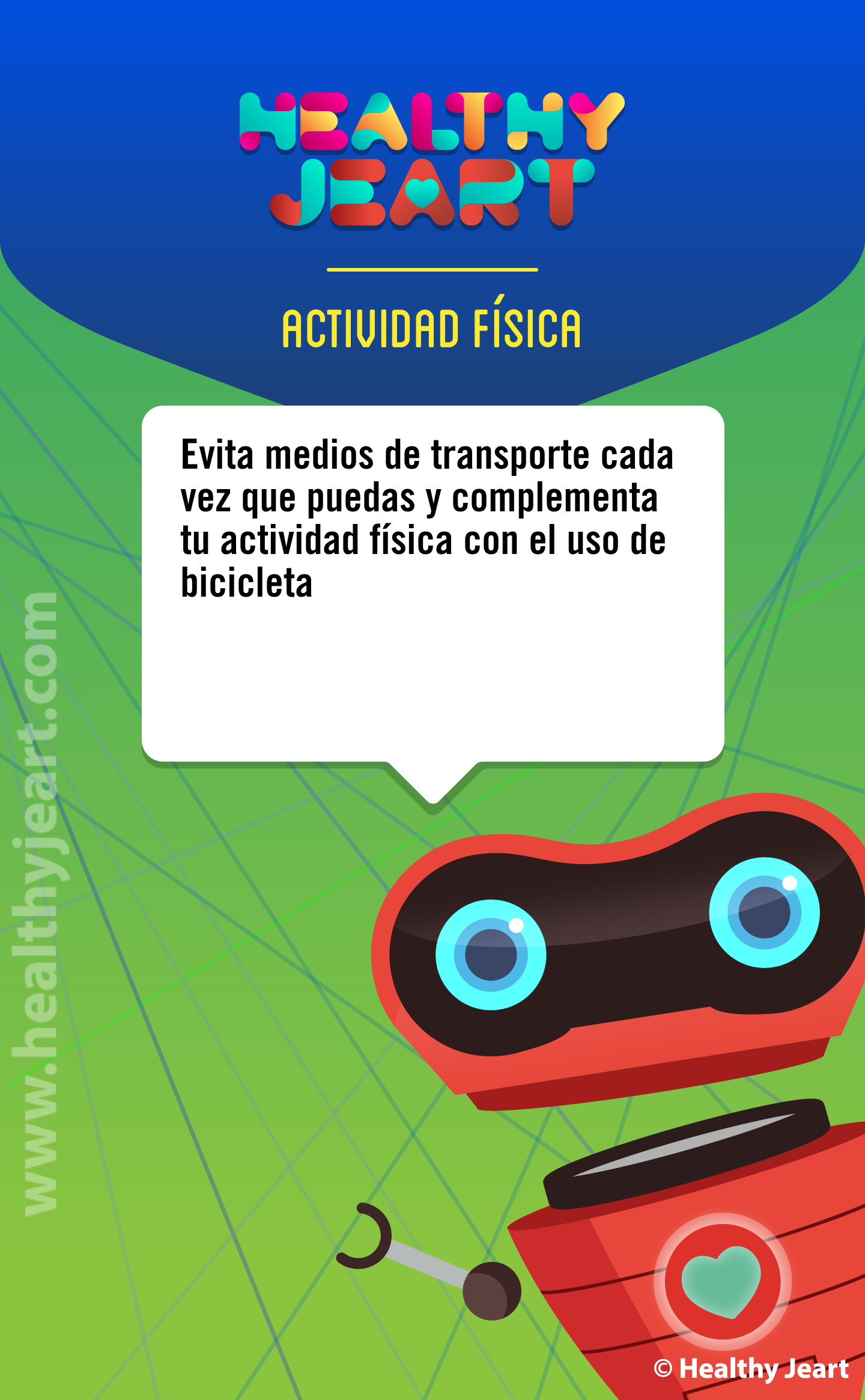 Evita medios de transporte cada vez que puedas y complementa tu actividad física con el uso de bicicleta